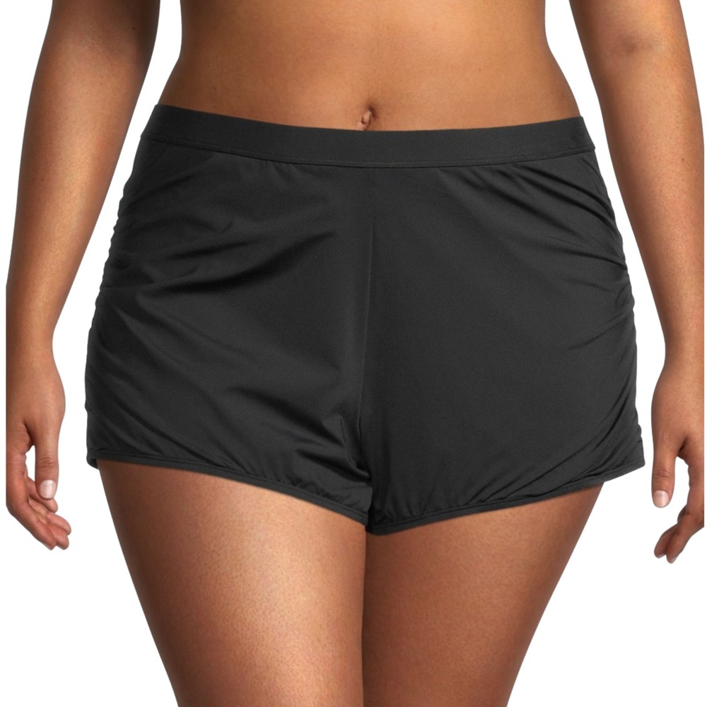 NWT Mynah Black Lined Swim Boyshort Bottoms Full Coverage Tummy Panel 24W